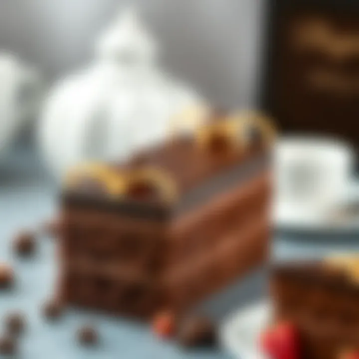 Sophisticated Chocolate Delight Elegant chocolate cake with gold accents