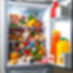 A broken refrigerator with items spilling out