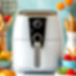 A close-up view of an airfryer showcasing its sleek design and control panel