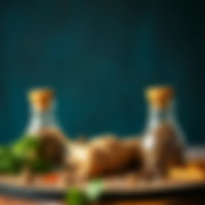 Herbs and Spices for Flavor Fresh herbs and spices enhancing the flavor of air fried vegetables.