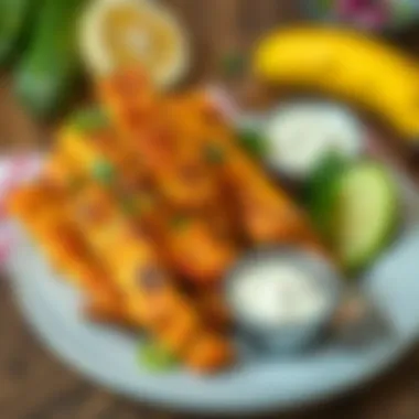 Nutrient-Rich Vegetable Delight Nutrient-rich air fried vegetables served with a side of dip.