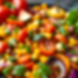 A vibrant medley of colorful vegetables ready to be air fried.