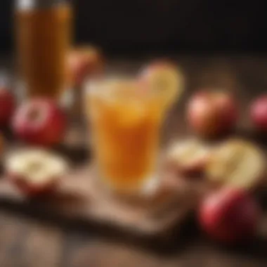 Refreshing Drink with Apple Cider Vinegar A glass of diluted apple cider vinegar on a wooden table