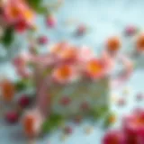 Thoughtful Gift for Mother's Day A beautifully wrapped gift box with flowers around it