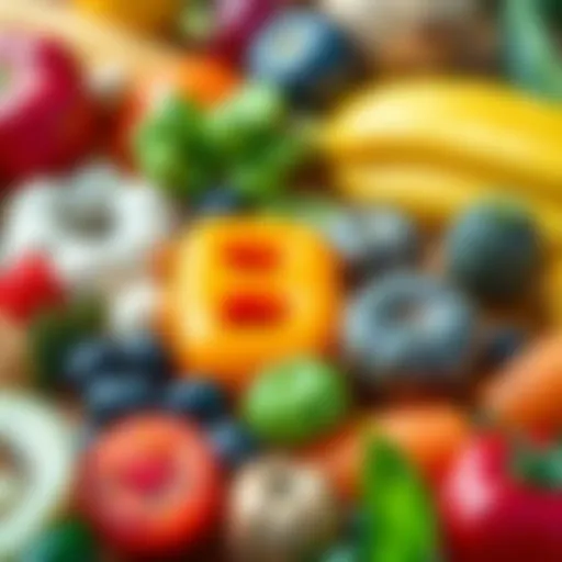 Colorful assortment of B vitamin-rich foods