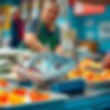 Barbun fish being weighed for sale