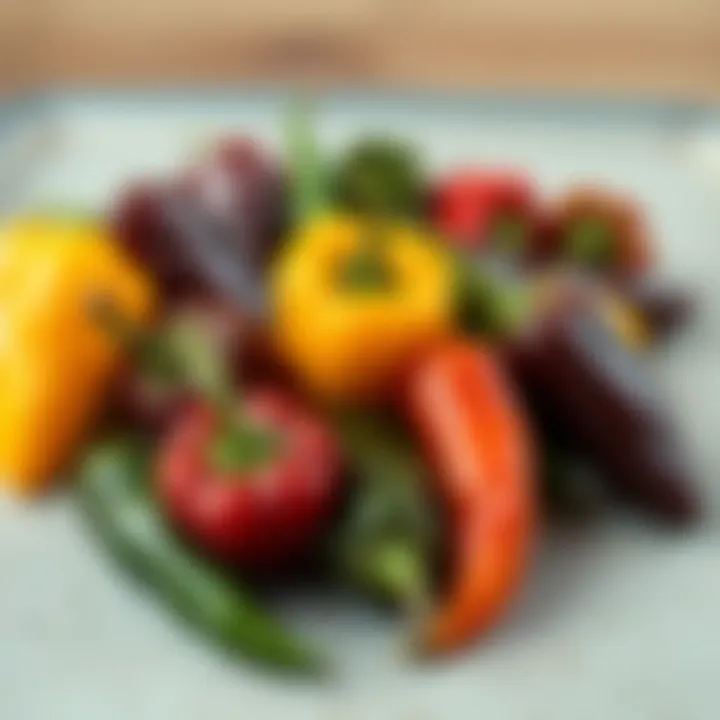 A vibrant array of peppers showcasing different varieties.