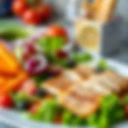 A colorful plate of fresh vegetables and lean protein, representing a healthy diet.