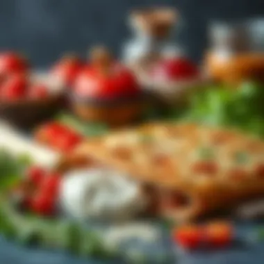 Key Ingredients for Authentic Lahmacun Ingredients used in lahmacun preparation, displayed artistically