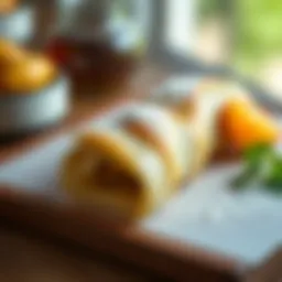 Traditional Turkish dish featuring walnut filling in a rolled pastry