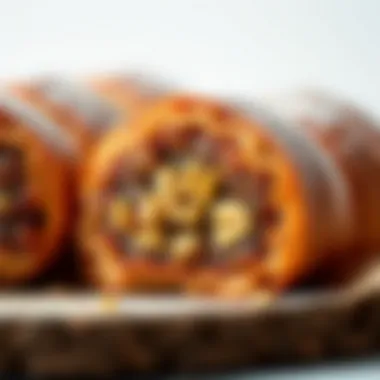 Decadent Walnut Filling Showcased Close-up of the rich walnut filling inside the pastry