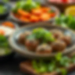 A traditional plate of Çiğ Köfte adorned with fresh greens