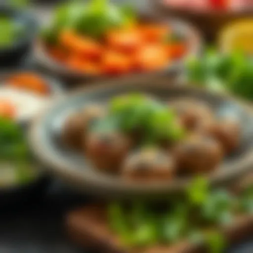 A traditional plate of Çiğ Köfte adorned with fresh greens