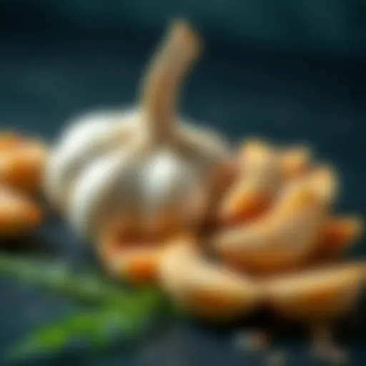 The Essence of Raw Garlic Fresh garlic bulb and cloves