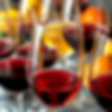 Rich Red and White Wines A close-up of wine glasses filled with rich red and white wines.