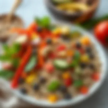 Colorful Vegetables and Whole Grains Plate filled with colorful vegetables and whole grains