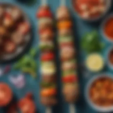 Fresh Ingredients for Delicious Kebabs Fresh ingredients for preparing seafood kebabs