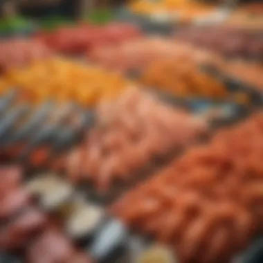 Vibrant Seafood Market: Source of Inspiration A vibrant seafood market showcasing various types of fish