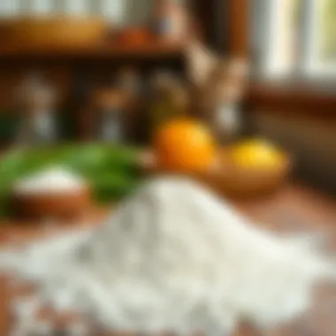 Natural Rice Flour Natural rice flour on a rustic table
