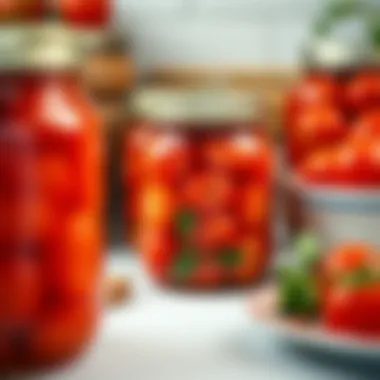 Jars of Canned Tomatoes Jars filled with canned tomatoes