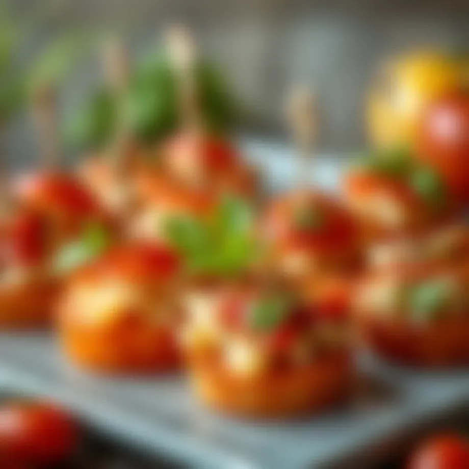 A vibrant display of tomato-based appetizers showcasing various textures and colors.