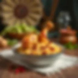 Symbolic representation of rice and chicken dish related to dreams