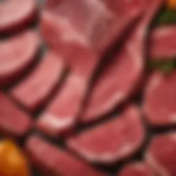 Close-up of premium beef cuts showcasing marbling and texture