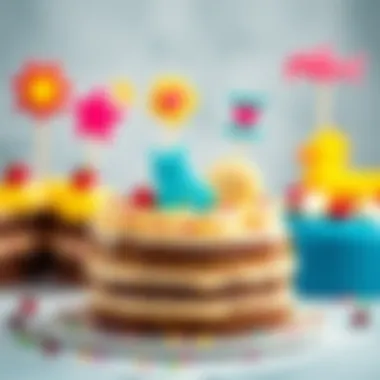 Creative Cake Toppers and Decorations A collection of colorful cake toppers and decorations