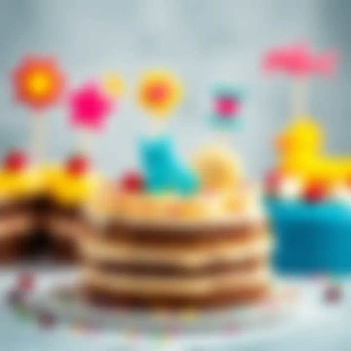 Creative Cake Toppers and Decorations A collection of colorful cake toppers and decorations