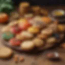 An assortment of traditional Eti biscuits arranged artistically on a wooden table.