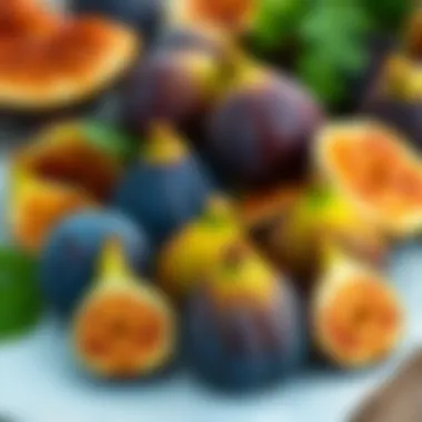 Creative Culinary Use of Figs An assortment of figs presented in a creative culinary display.