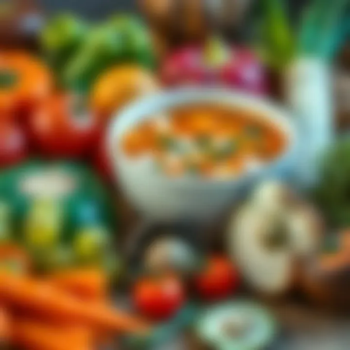 Diverse Fresh Ingredients for Flavorful Soup A close-up of various fresh ingredients for soup