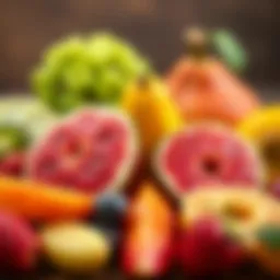 Fresh fruits promoting digestive health