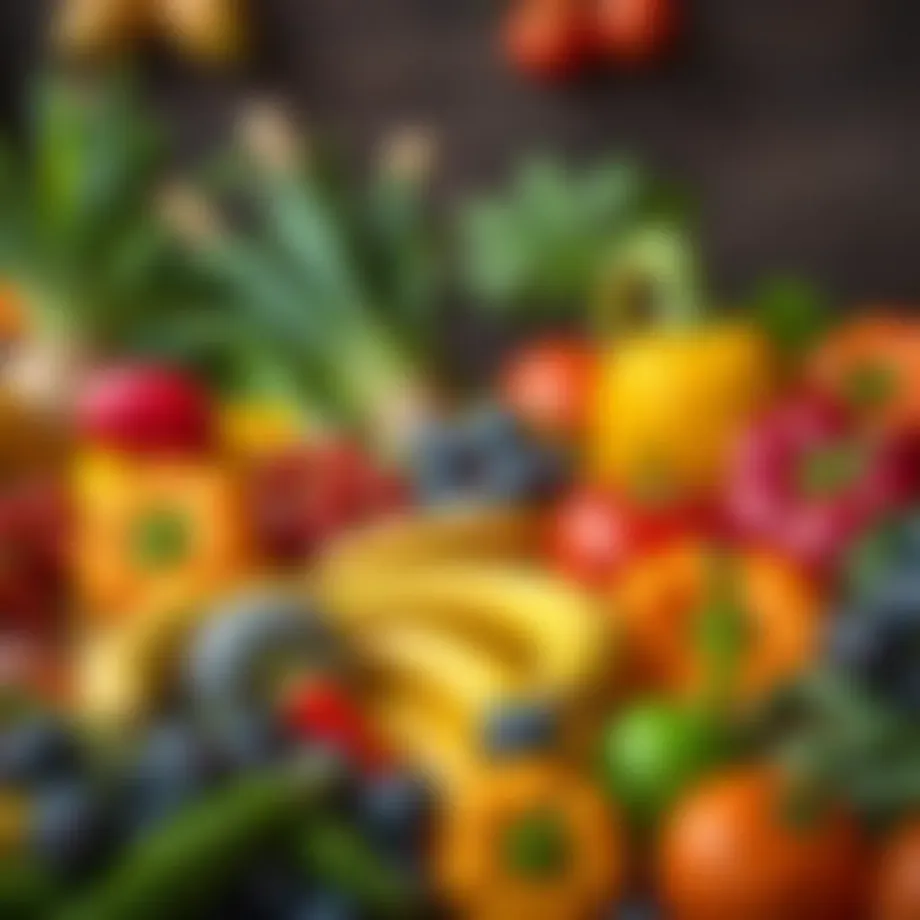 Colorful array of fresh fruits and vegetables