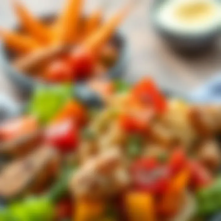 Colorful Healthy Dish An array of deliciously cooked vegetables and proteins arranged beautifully