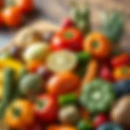 Colorful array of fresh fruits and vegetables