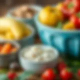 Variety of healthy foods suitable for diabetes management