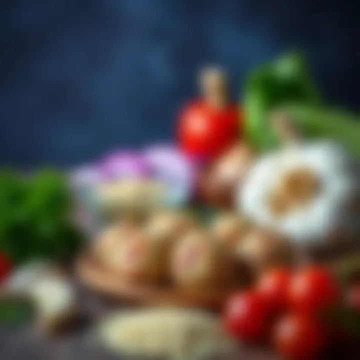 Ingredients for Healthy Garlic Meatballs Healthy ingredients laid out for making garlic meatballs without bulgur