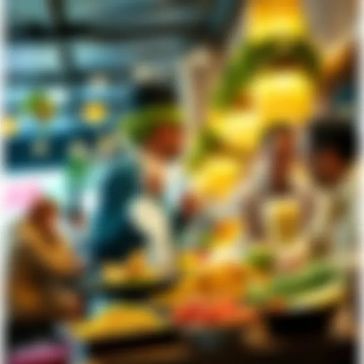 Cultural Iftar Experience in Istanbul A cultural gathering at an Istanbul restaurant during iftar