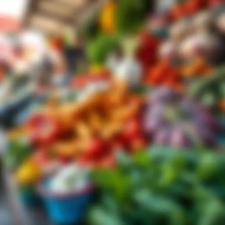Fresh Ingredients for Iftar from Istanbul's Markets A vibrant market scene with fresh ingredients for Iftar preparations