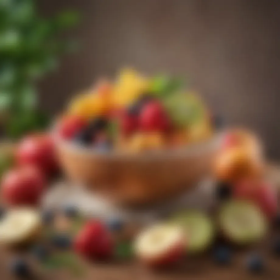 A bowl of fresh fruits rich in fiber, such as apples and berries