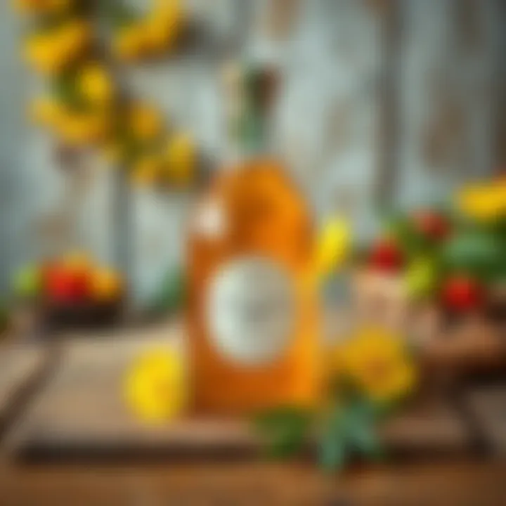St. John's Wort Oil: Essence of Nature An elegant bottle of St. John's Wort oil placed on a rustic wooden table.