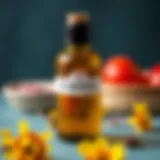 Close-up of St. John's Wort oil in a glass bottle