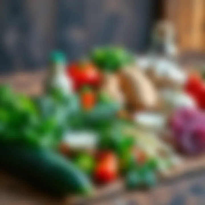 The Fresh Ingredients of Kapuska Fresh ingredients for kapuska laid out on a wooden table