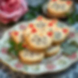 Delicate and elegant cat tongue biscuits arranged on a decorative plate.