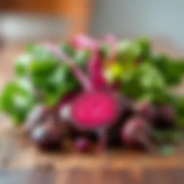 Fresh Beets and Their Health Impact Fresh beets with greens on a wooden table