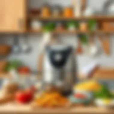 Organized Culinary Setup A well-organized kitchen featuring an airfryer among other culinary tools