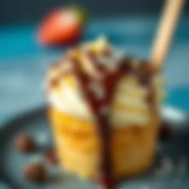 Decadent Chocolate Drizzle A close-up of a finished sweet treat adorned with chocolate drizzle.