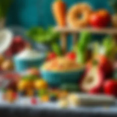 Vibrant Ingredient Display An assortment of colorful ingredients arranged artfully for dessert preparation.