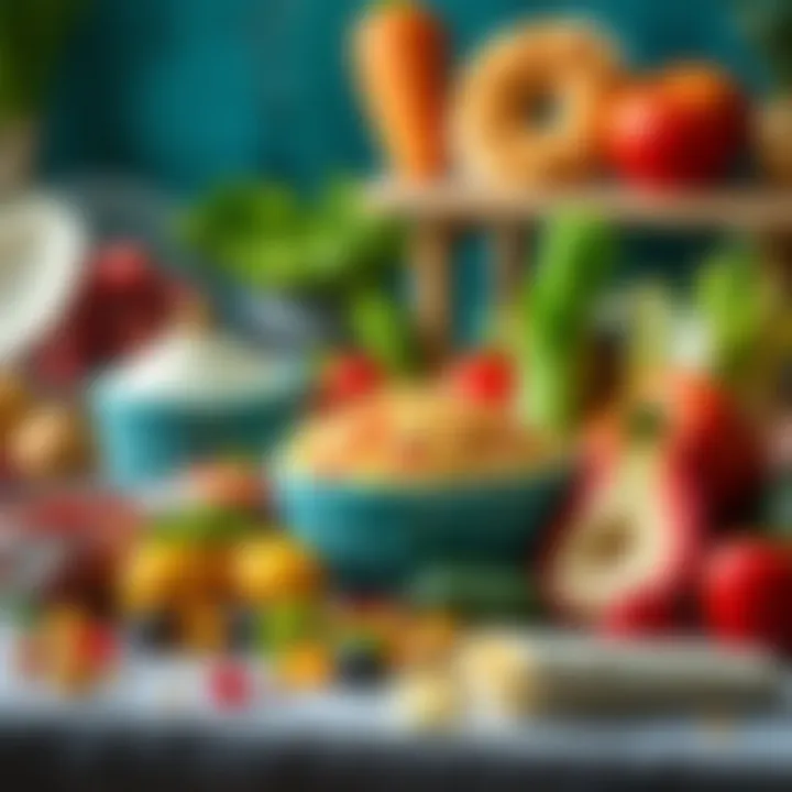 Vibrant Ingredient Display An assortment of colorful ingredients arranged artfully for dessert preparation.